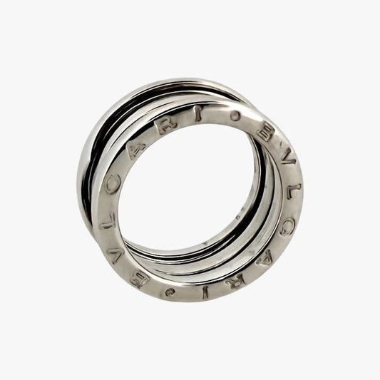 Comprar anillo de la colección B.zero1 de la firma BVLGARI en oro blanco de 18kt de 3 bandas. Joyas Bvlgari baratas. Joyería Ian'Or. Envío Gratis.