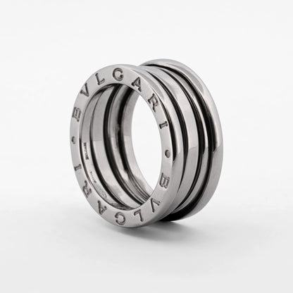 Comprar anillo de la colección B.zero1 de la firma BVLGARI en oro blanco de 18kt de 3 bandas. Joyas Bvlgari baratas. Joyería Ian'Or. Envío Gratis.