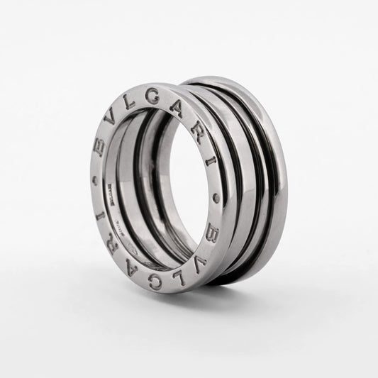 Comprar anillo de la colección B.zero1 de la firma BVLGARI en oro blanco de 18kt de 3 bandas. Joyas Bvlgari baratas. Joyería Ian'Or. Envío Gratis.