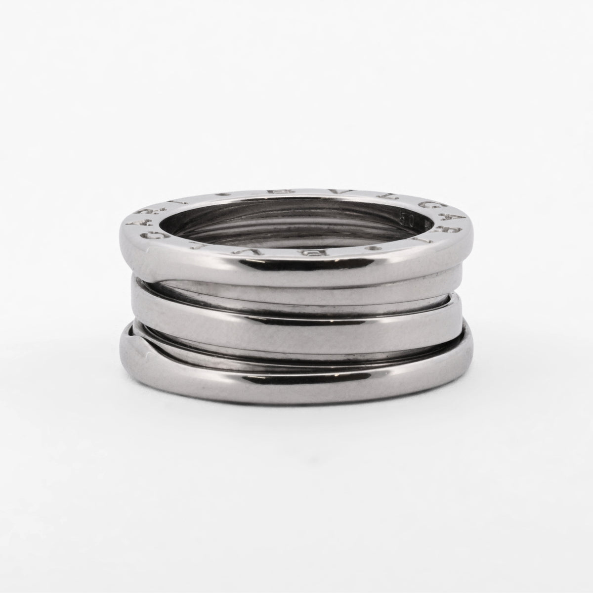 Comprar anillo de la colección B.zero1 de la firma BVLGARI en oro blanco de 18kt de 3 bandas. Joyas Bvlgari baratas. Joyería Ian'Or. Envío Gratis.