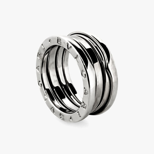 Comprar anillo de la colección B.zero1 de la firma BVLGARI en oro blanco de 18kt de 3 bandas. Joyas Bvlgari baratas. Joyería Ian'Or. Envío Gratis.