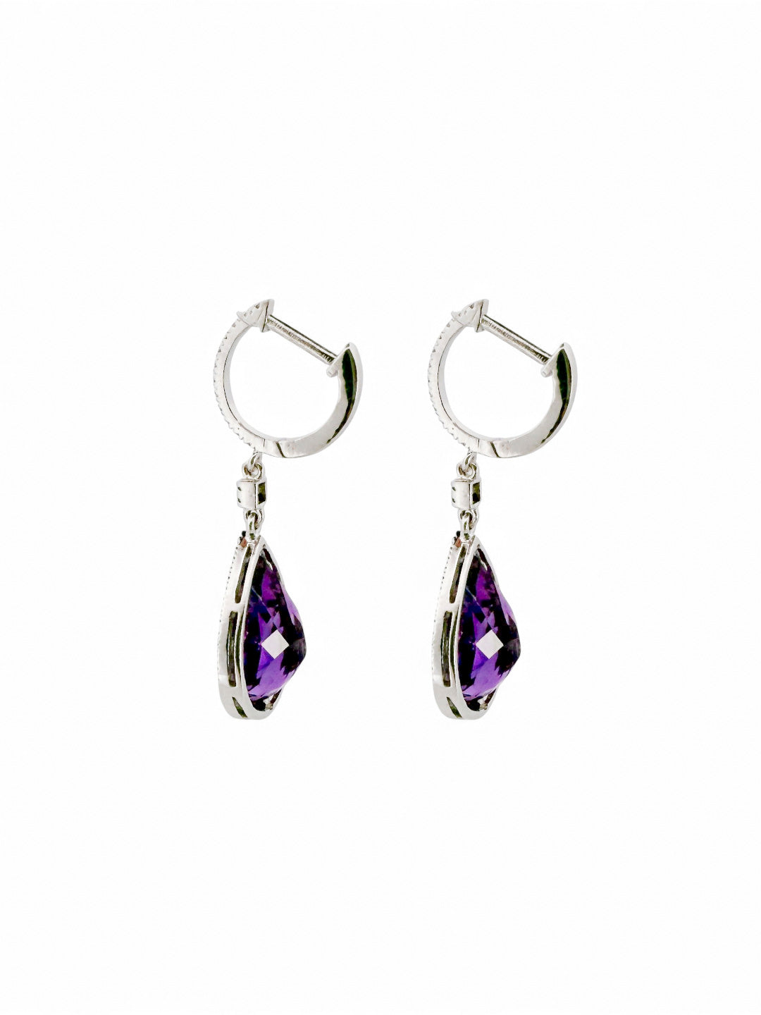 15551GM - Pendientes oro blanco 18kt con amatistas y diamantes