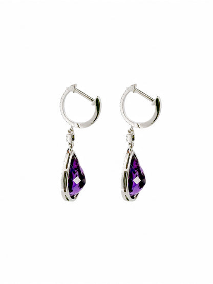 15551GM - Pendientes oro blanco 18kt con amatistas y diamantes