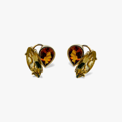 Pendientes realizados en oro amarillo con 2 citrinos talla maquise y per con cierre tipo omega. Envío GRATIS. Joyas de oro con citrinos  al mejor precio