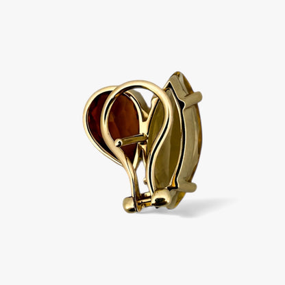 Pendientes realizados en oro amarillo con 2 citrinos talla maquise y per con cierre tipo omega. Envío GRATIS. Joyas de oro con citrinos  al mejor precio