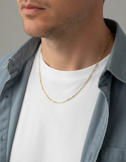 Comprar cadena forzada realizada en oro amarillo de 18kt con cierre tipo reasa. La cadena mide 52cm largo con un grosor de 1,62mm. Cadenas de oro de 18kt al mejor precio en Barcelona.