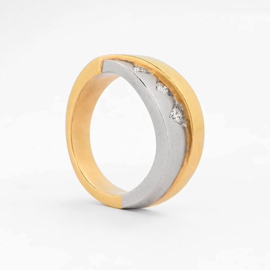 Sortija bicolor oro blanco y amarillo 18kt y diamantes - 15623P
