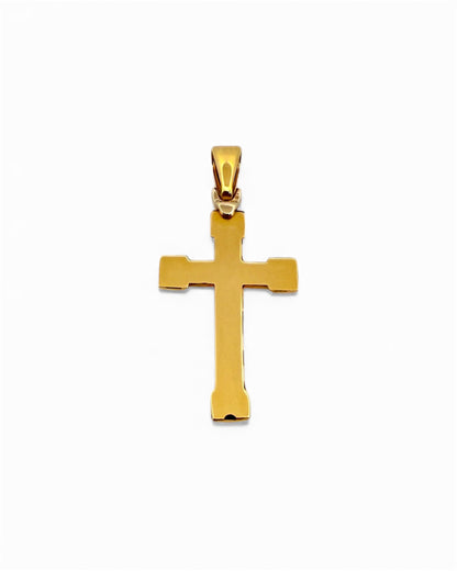 Colgante en forma de Cruz lisa realizada en oro amarillo de 18kt . Mide 3,7cm de largo y 1,6cm de ancho. Cruces de oro 18kt baratas