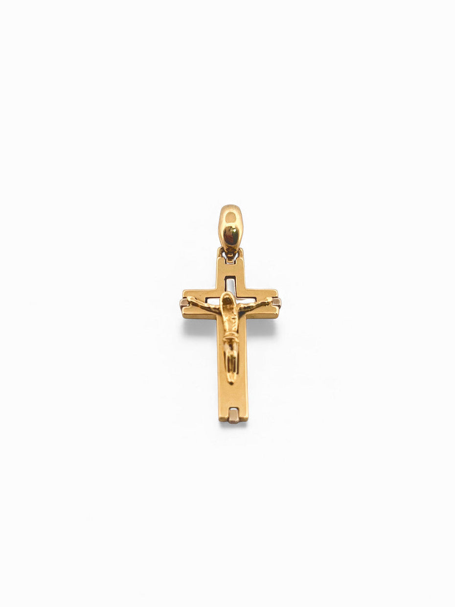 Comprar colgante cruz con cristo en oro amarillo de 18kt. Joyería Ian'Or. Joyas acondicionadas para una nueva vida. Envío gratis.