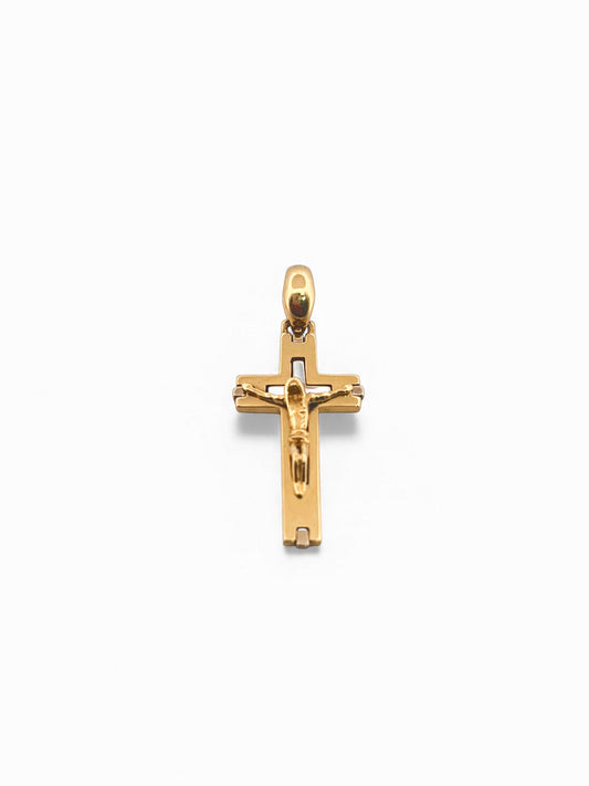 Comprar colgante cruz con cristo en oro amarillo de 18kt. Joyería Ian'Or. Joyas acondicionadas para una nueva vida. Envío gratis.