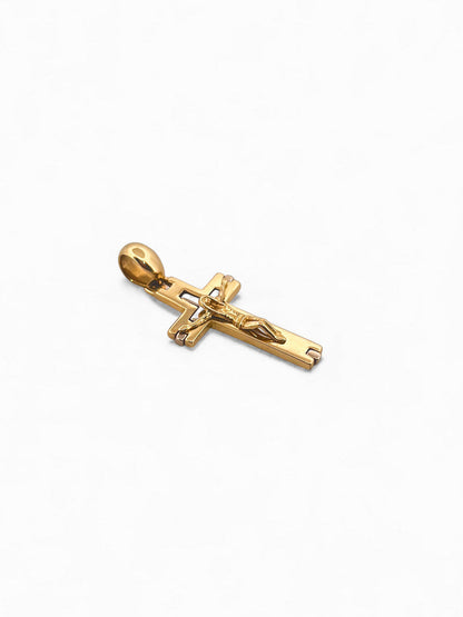 Comprar colgante cruz con cristo en oro amarillo de 18kt. Joyería Ian'Or. Joyas acondicionadas para una nueva vida. Envío gratis.
