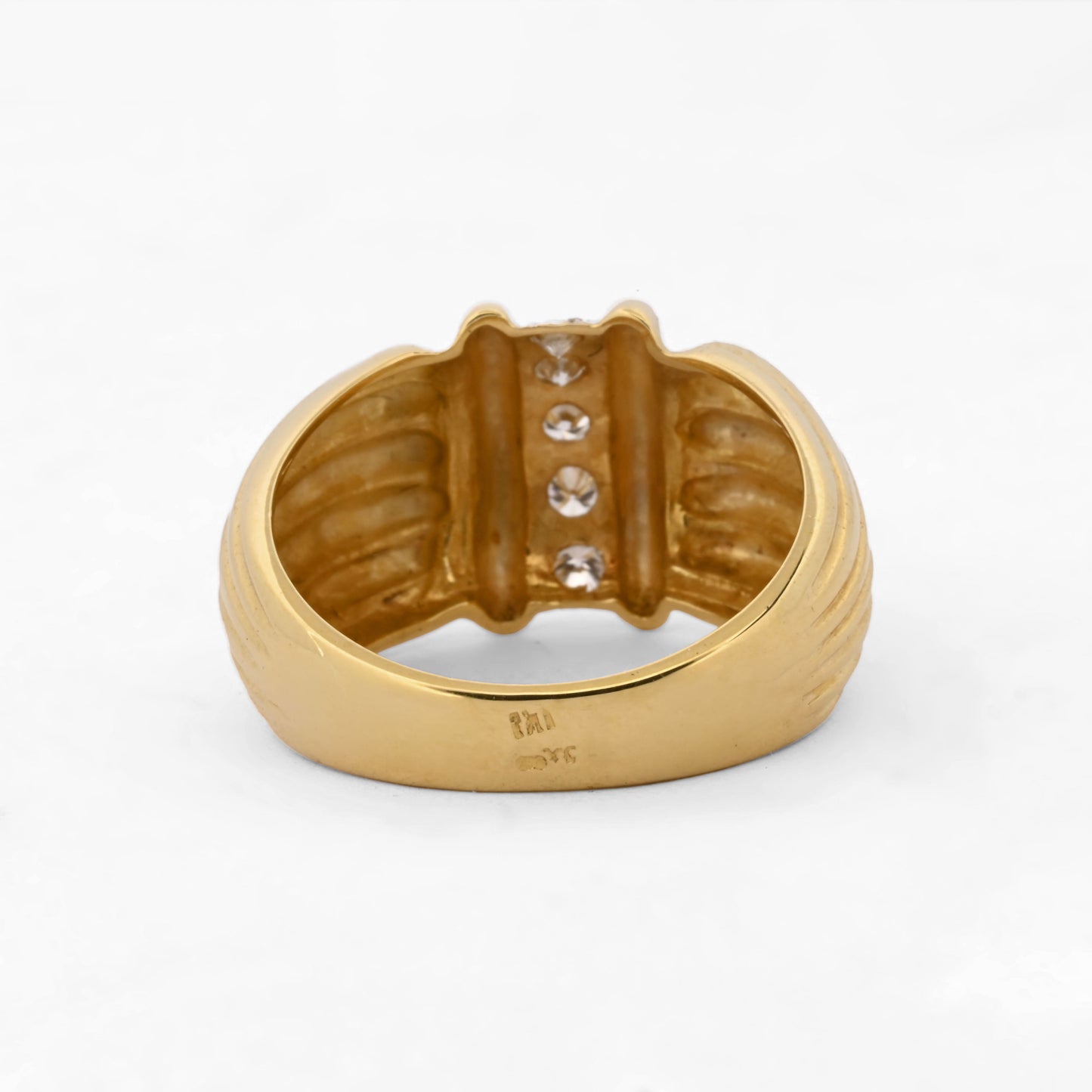 Anillo "gallonado" de oro amarillo de 18kt con diamantes - 15808GM
