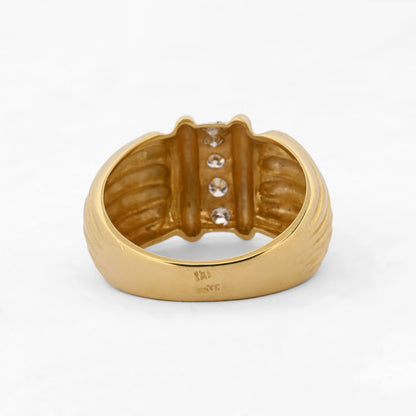 Anillo "gallonado" de oro amarillo de 18kt con diamantes - 15808GM