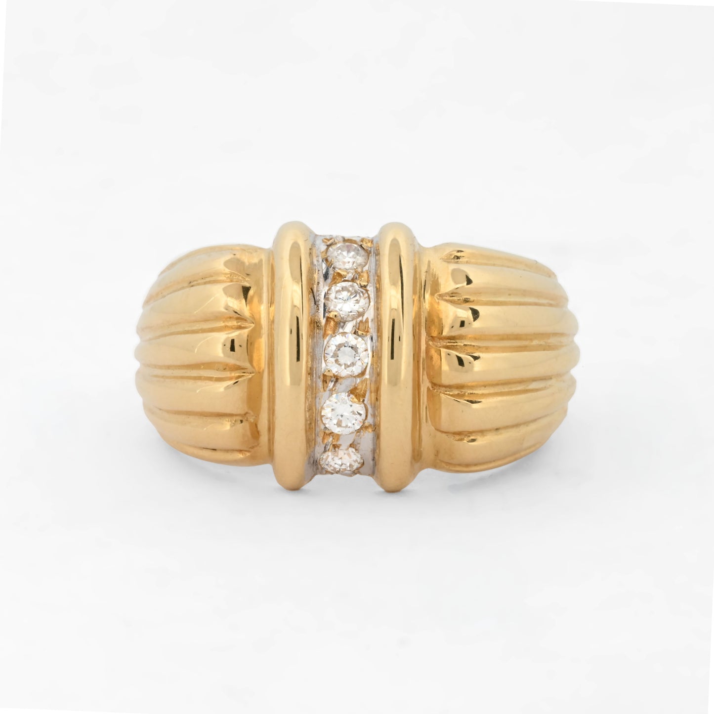 Anillo "gallonado" de oro amarillo de 18kt con diamantes - 15808GM