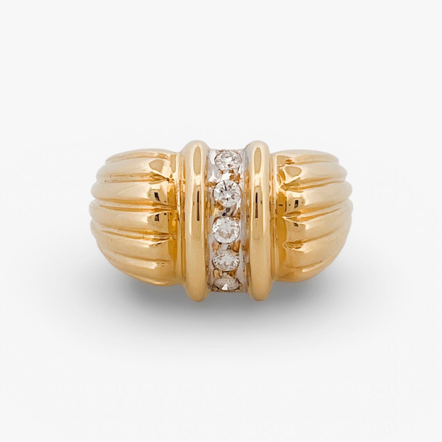 Sortija gallonada de oro amarillo de 18kt con brillantes - 15808GM