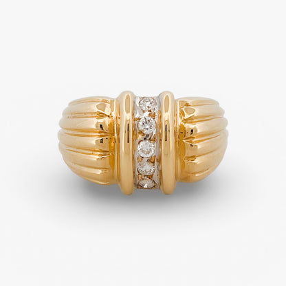Sortija gallonada de oro amarillo de 18kt con brillantes - 15808GM