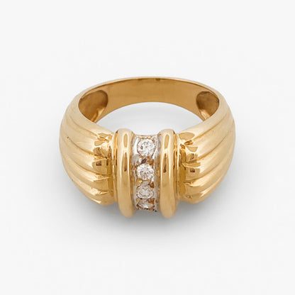 Sortija gallonada de oro amarillo de 18kt con brillantes - 15808GM