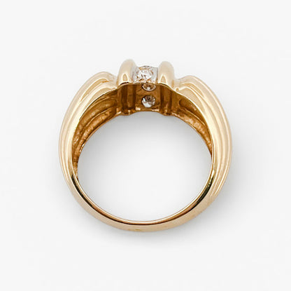 Sortija gallonada de oro amarillo de 18kt con brillantes - 15808GM