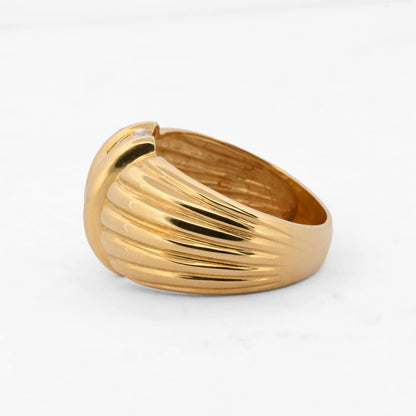 Anillo "gallonado" de oro amarillo de 18kt con diamantes - 15808GM