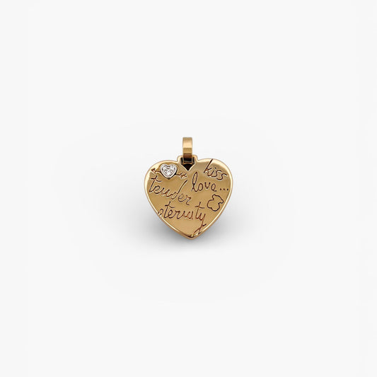 Comprar colgante de la firma TOUS en forma de corazón realizado en oro amarillo de 18kt con un pequeño corazón de diamante en la esquina.Tous en oro amarillo de 18kt. Venta de joyas Tous segunda mano. Ian'Or.