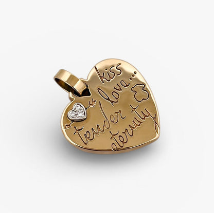 Comprar colgante de la firma TOUS en forma de corazón realizado en oro amarillo de 18kt con un corazón de diamante.Venta de joyas Tous segunda mano envio gratis