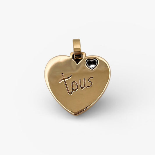 Comprar colgante de la firma TOUS en forma de corazón realizado en oro amarillo de 18kt con un corazón de diamante.Venta de joyas Tous segunda mano envio gratis
