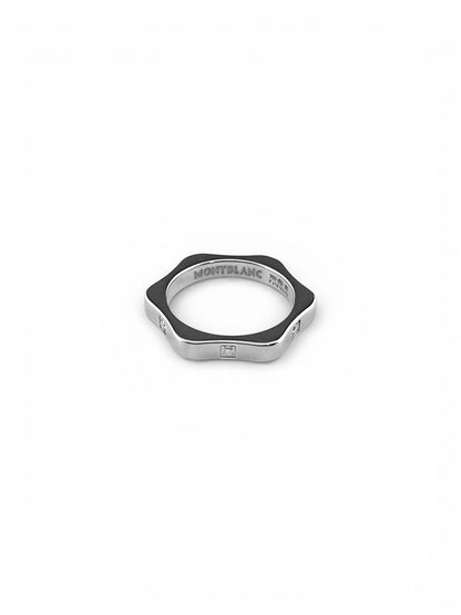 Comprar anillo de la marca Montblanc, de la colección 4810 Star realizado en oro blanco con 6 diamantes. Joyas de segunda mano baratas. Joyería Ian'Or. Joyeria de marca.Envío gratis.