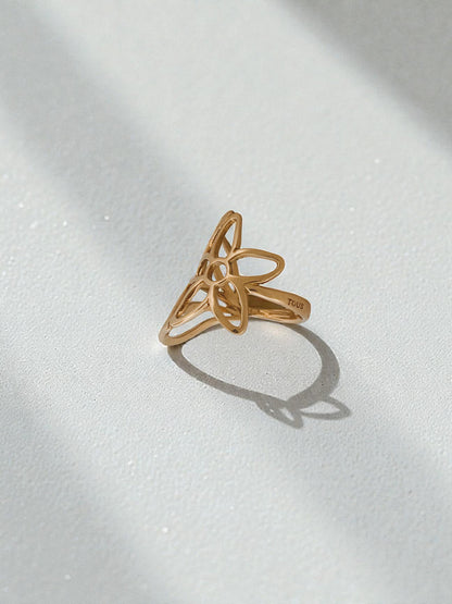 Comprar anillo original de TOUS en forma de flor realizado en oro amarillo de 18kt. Joyas Tous baratas.