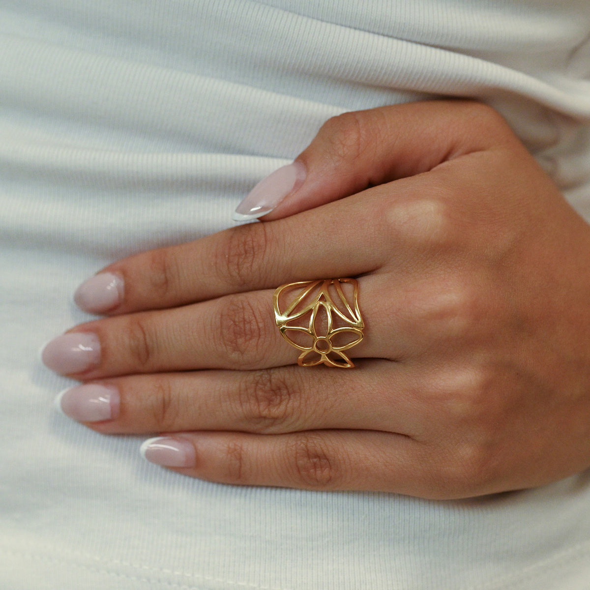 Comprar anillo original de TOUS en forma de flor realizado en oro amarillo de 18kt. Joyas Tous baratas.