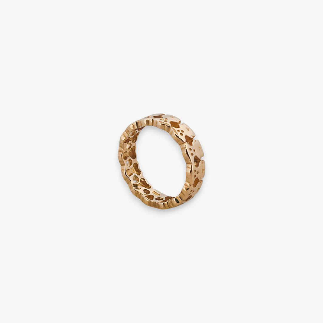 Comprar anillo original de TOUS realizado en oro amarillo y todo el anillo esta formado por osos.Joyas Tous baratas.