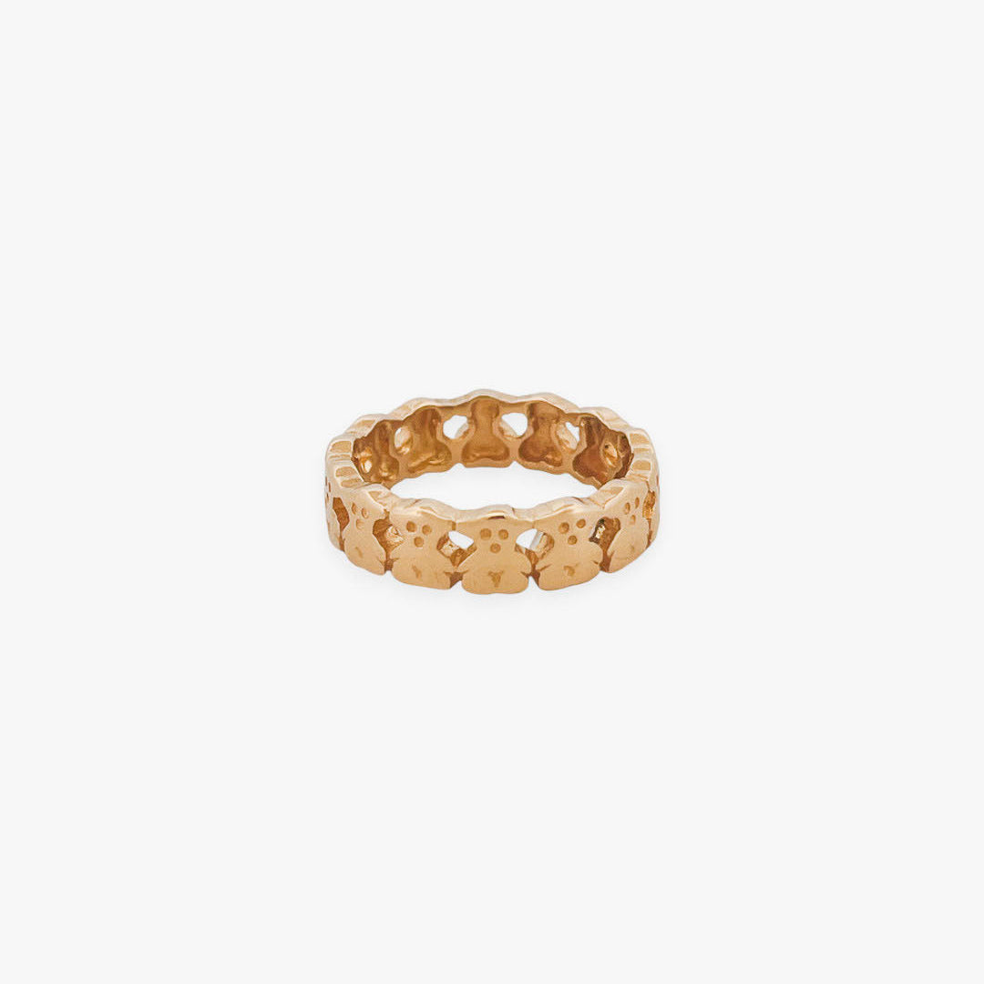 Comprar anillo original de TOUS realizado en oro amarillo y todo el anillo esta formado por osos.Joyas Tous baratas.