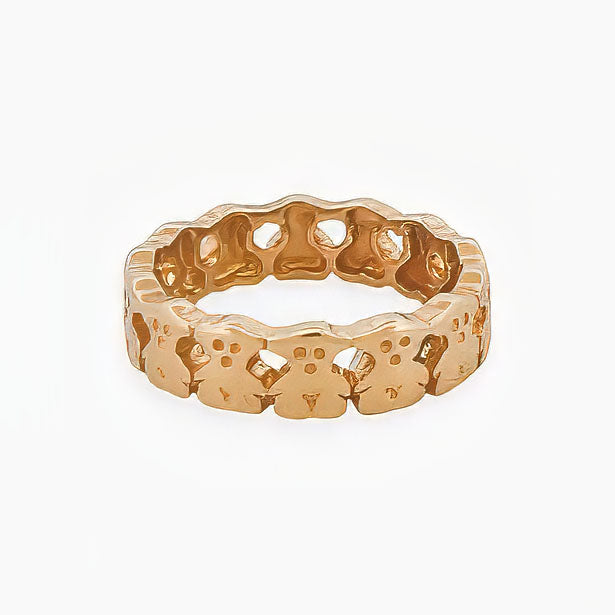 Comprar anillo original de TOUS realizado en oro amarillo y todo el anillo esta formado por osos.Joyas Tous baratas.