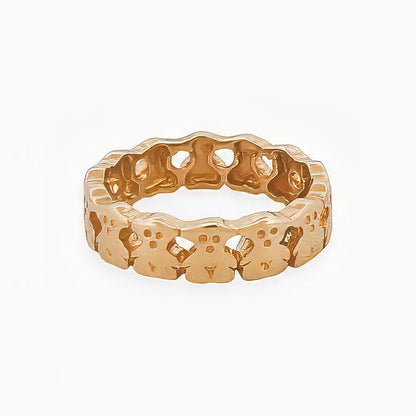 Comprar anillo original de TOUS realizado en oro amarillo y todo el anillo esta formado por osos.Joyas Tous baratas.