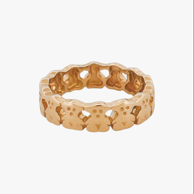 Comprar anillo original de TOUS realizado en oro amarillo y todo el anillo esta formado por osos.Joyas Tous baratas.
