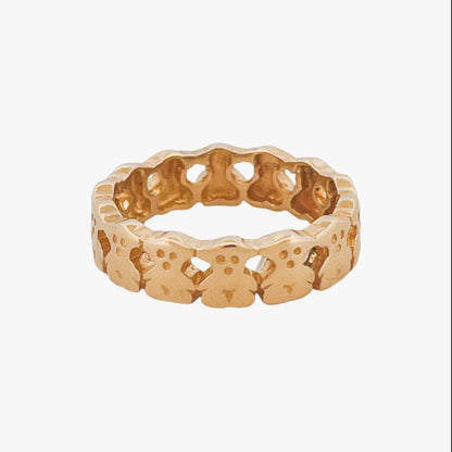 Comprar anillo original de TOUS realizado en oro amarillo y todo el anillo esta formado por osos.Joyas Tous baratas.