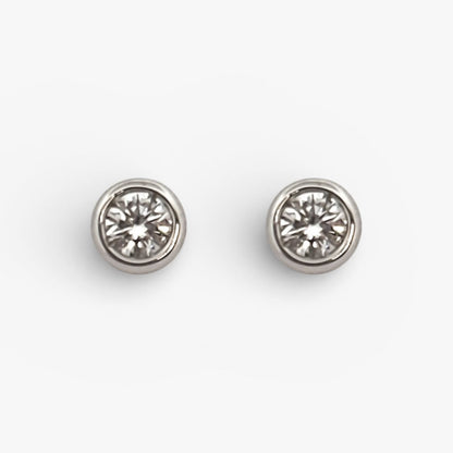Pendientes dormilonas oro blanco 18kt y diamantes - 15897GM