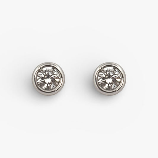 Pendientes dormilonas oro blanco 18kt y diamantes - 15897GM