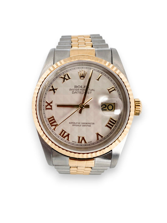 15903GM - Reloj Rolex Datejust Ivory Pyramide Roman 36mm Acero y oro 18kt