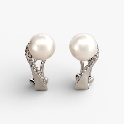 Pendientes de perlas y diamantes oro blanco 18kt brillantes y perlas - 15958GM