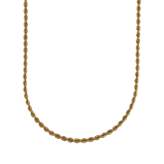 Comprar collar de oro amarillo de 18kt con cadena de cordón salomónico. La cadena mide 54,4cm de largo y dispone de un cierre tipo mosquetón. Joyería Ian'Or. Envío GRATIS.