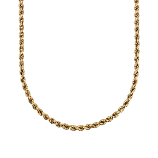 Comprar collar de oro amarillo de 18kt con cadena de cordón salomónico. La cadena mide 62cm de largo y dispone de un cierre tipo mosquetón. Joyería Ian'Or. Envío GRATIS.