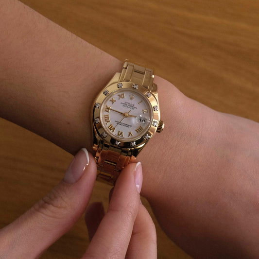 Reloj Rolex Datejust Pearlmaster Oro 18kt con caja de 20mm referencia 80318. Realizado en oro amarillo de 18kt y diamantes. Rolex de segunda mano baratos en Barcelona.