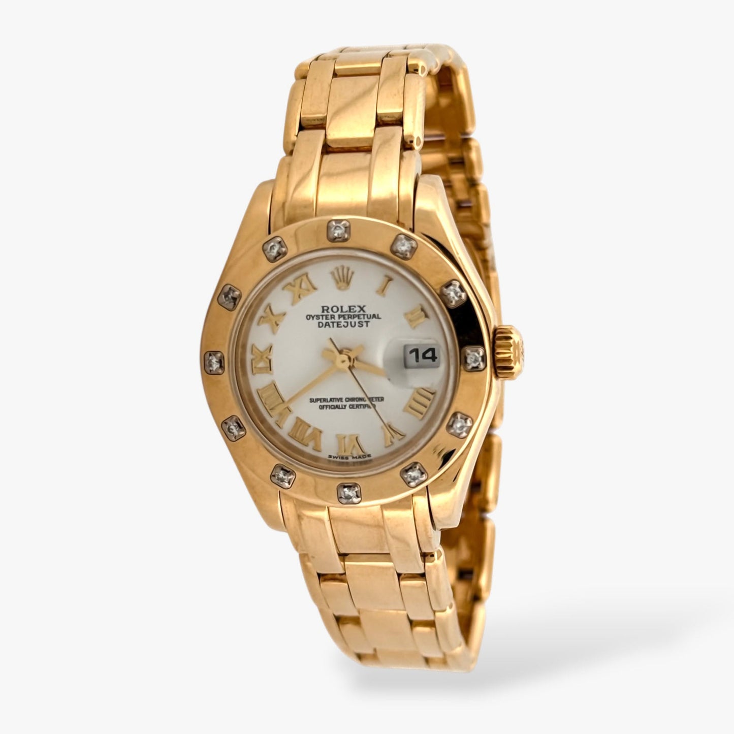 Reloj Rolex Datejust Pearlmaster Oro 18kt con caja de 20mm referencia 80318. Realizado en oro amarillo de 18kt y diamantes. Rolex de segunda mano baratos en Barcelona.