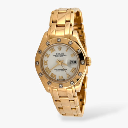 Reloj Rolex Datejust Pearlmaster Oro 18kt con caja de 20mm referencia 80318. Realizado en oro amarillo de 18kt y diamantes. Rolex de segunda mano baratos en Barcelona.