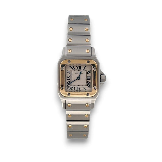 Reloj de quarzo vintage Cartier modelo Santos Galbée de mujer realizado en Acero y Oro de 18kt. Relojes Cartier de segunda mano baratos en Barcelona.