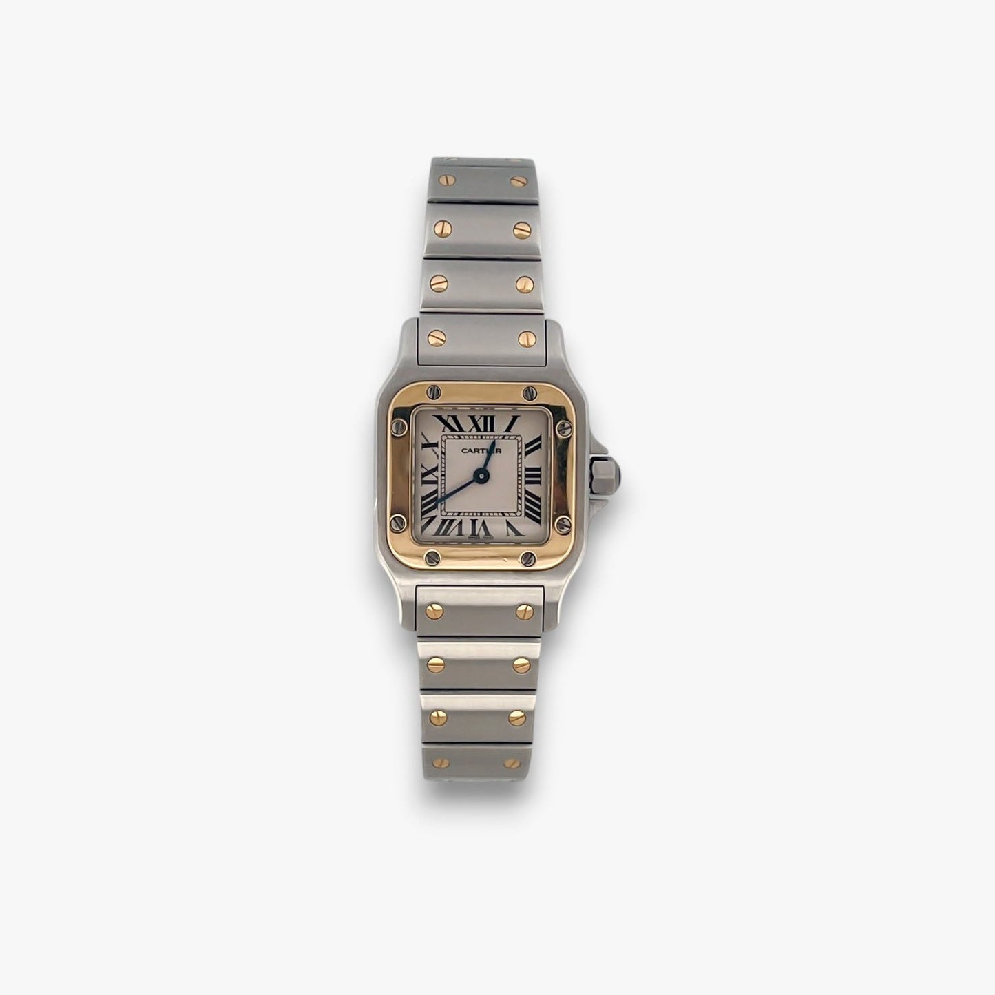 Reloj de quarzo vintage Cartier modelo Santos Galbée de mujer realizado en Acero y Oro de 18kt. Relojes Cartier de segunda mano baratos en Barcelona. 