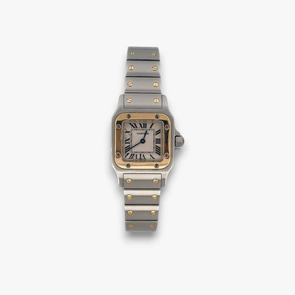 Reloj de quarzo vintage Cartier modelo Santos Galbée de mujer realizado en Acero y Oro de 18kt. Relojes Cartier de segunda mano baratos en Barcelona. 