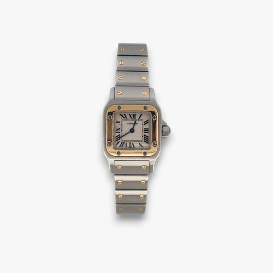 Reloj de quarzo vintage Cartier modelo Santos Galbée de mujer realizado en Acero y Oro de 18kt. Relojes Cartier de segunda mano baratos en Barcelona. 