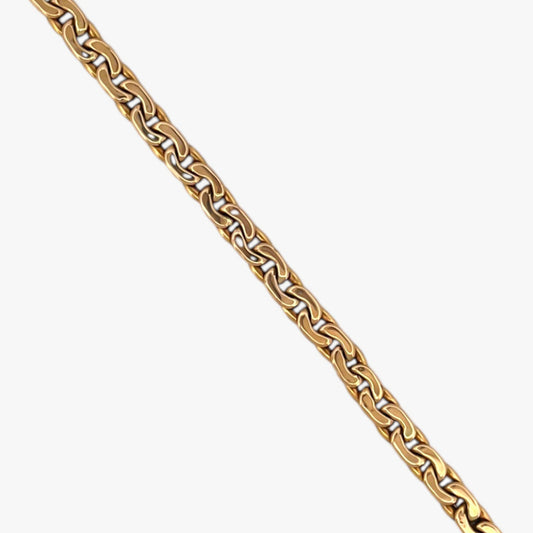 Comprar cadena realizada en oro amarillo de 18kt con eslabones y dispone de un cierre tipo desplegable.Joyas restauradas. Cadenas de oro de 18kt. Joyería Ian'Or.
