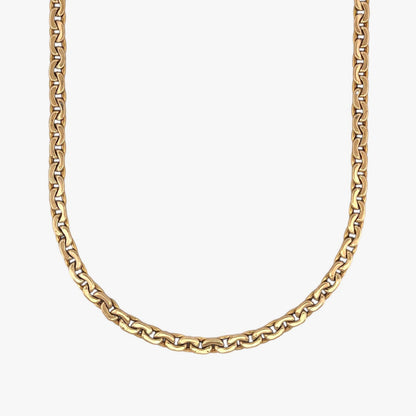 Comprar cadena realizada en oro amarillo de 18kt con eslabones y dispone de un cierre tipo desplegable.Joyas restauradas. Cadenas de oro de 18kt. Joyería Ian'Or.
